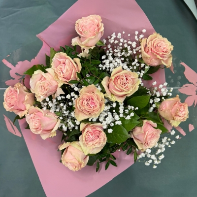 Dozen Pink Rose Bouquet
