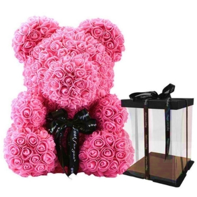Pink Rose Bear   Made from Artificial Foam Roses